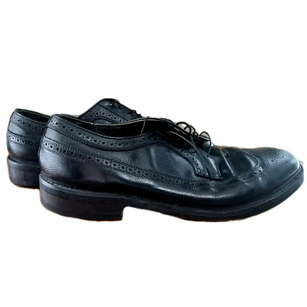 Men's  Black 13D Wingtip Brogue Leather Oxfords